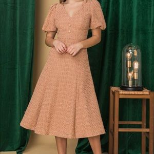 Champagne & Strawberry, Lyrics To My Song Midi Dress Size L, Pinup New with Tags